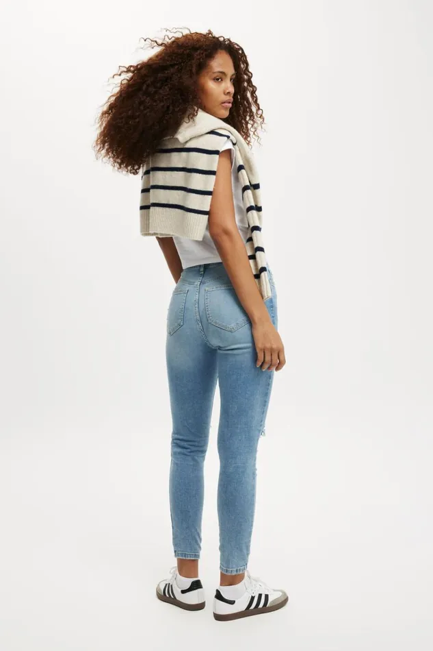 Women Pants Cotton On High Rise Skinny Jean Bells Blue Rip Women Pants Cotton On High Rise Skinny Jean Bells Blue Rip