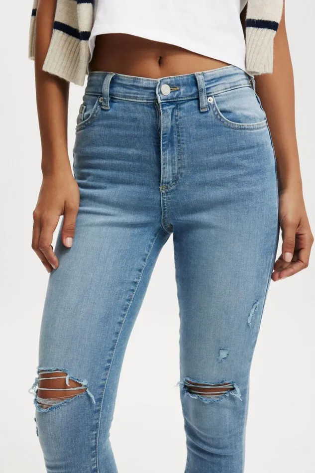 Women Pants Cotton On High Rise Skinny Jean Bells Blue Rip Women Pants Cotton On High Rise Skinny Jean Bells Blue Rip