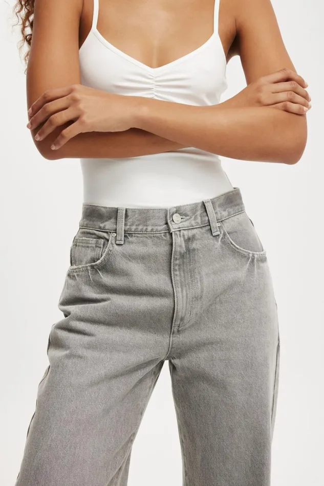Women Pants Cotton On Loose Straight Jean Ash Grey Women Pants Cotton On Loose Straight Jean Ash Grey
