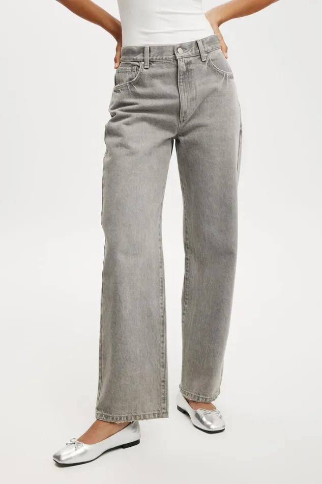 Women Pants Cotton On Loose Straight Jean Ash Grey Women Pants Cotton On Loose Straight Jean Ash Grey