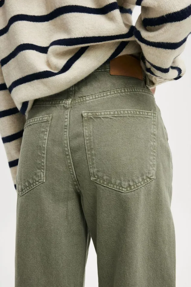 Women Pants Cotton On Loose Straight Jean Smokey Green Women Pants Cotton On Loose Straight Jean Smokey Green