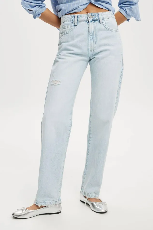 Women Pants Cotton On Original Straight Jean Crystal Bluewash Pocket Women Pants Cotton On Original Straight Jean Crystal Bluewash Pocket