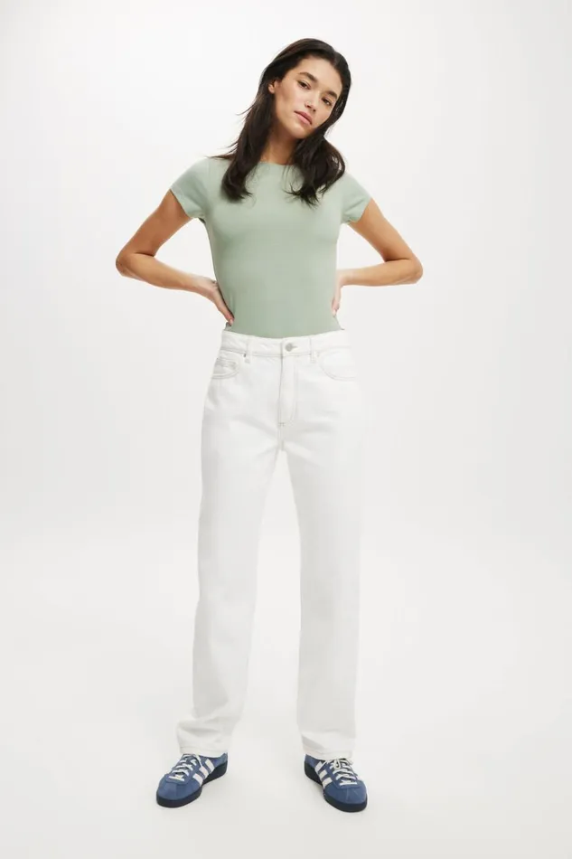 Women Pants Cotton On Original Straight Jean Vintage White