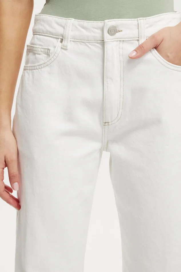 Women Pants Cotton On Original Straight Jean Vintage White Women Pants Cotton On Original Straight Jean Vintage White