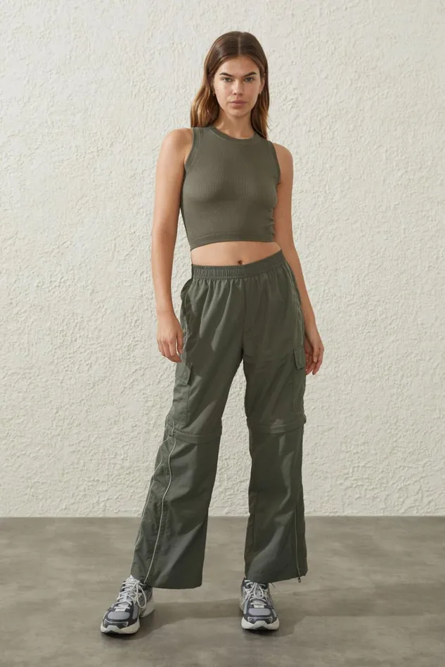 Women Pants Cotton On Woven Zip Off Cargo Pant Sweet Green