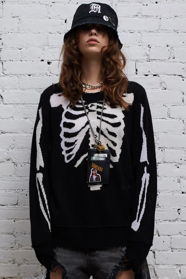 Women R13 Skeleton Distressed Cashmere Sweater Sweaters