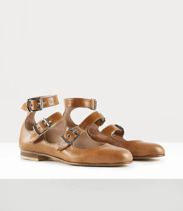 Women Roman Three Strap Tan Vivienne Westwood Flats Women Roman Three Strap Tan Vivienne Westwood Flats