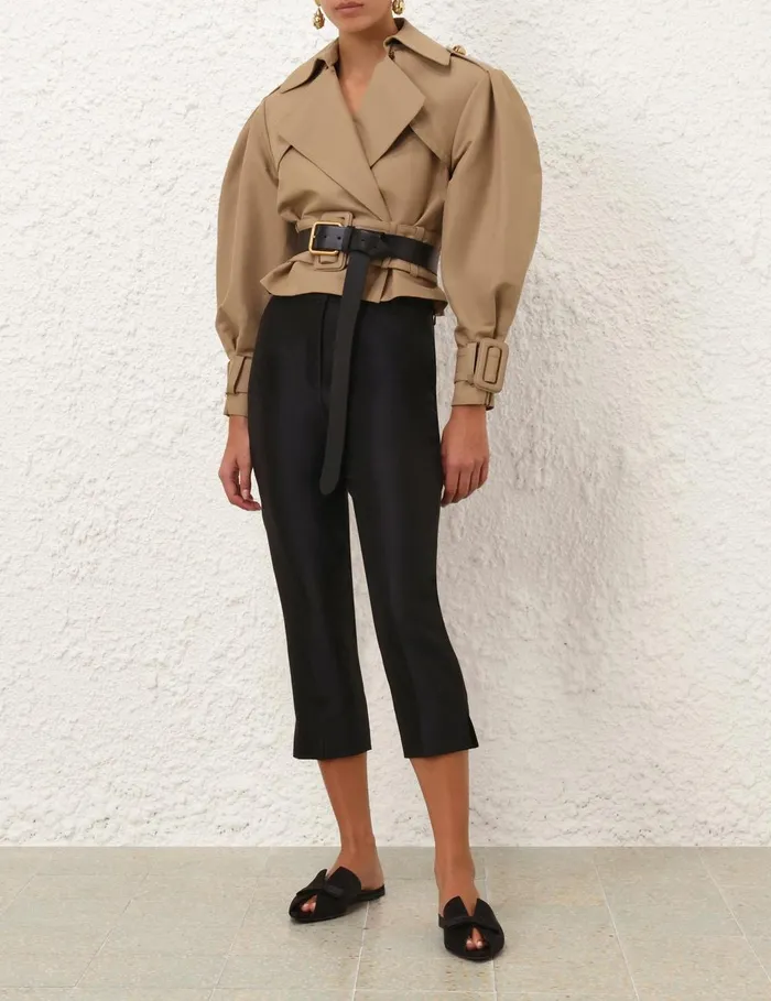 Women Shorts and Pants Zimmermann Crush Cropped Slim Pant Black