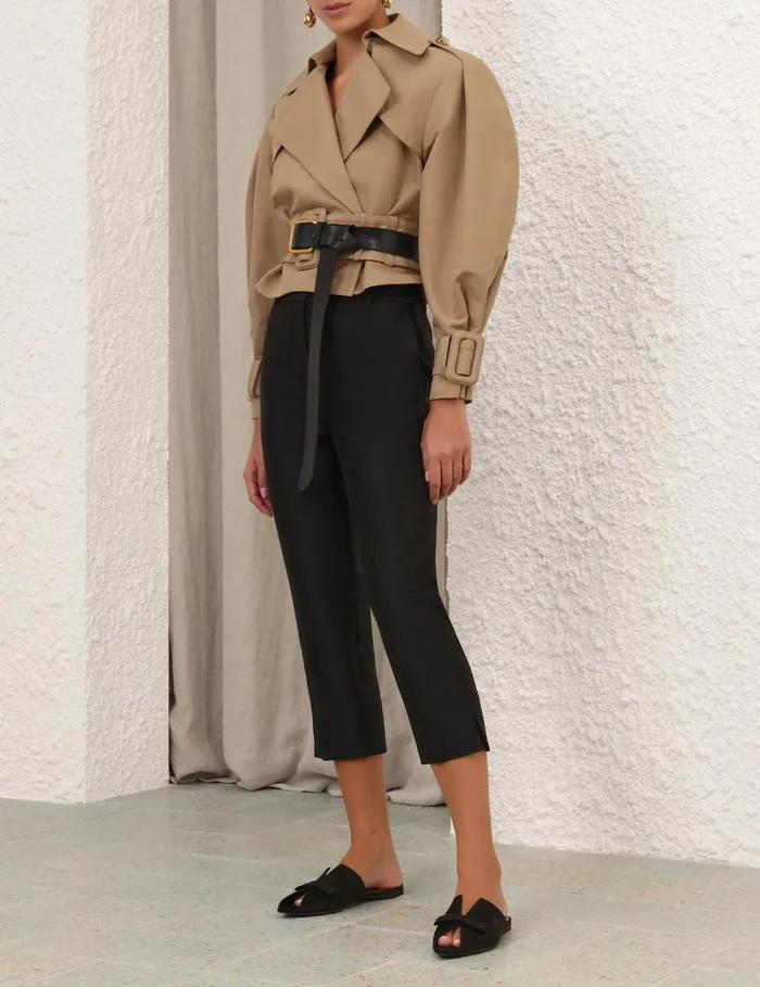 Women Shorts and Pants Zimmermann Crush Cropped Slim Pant Black