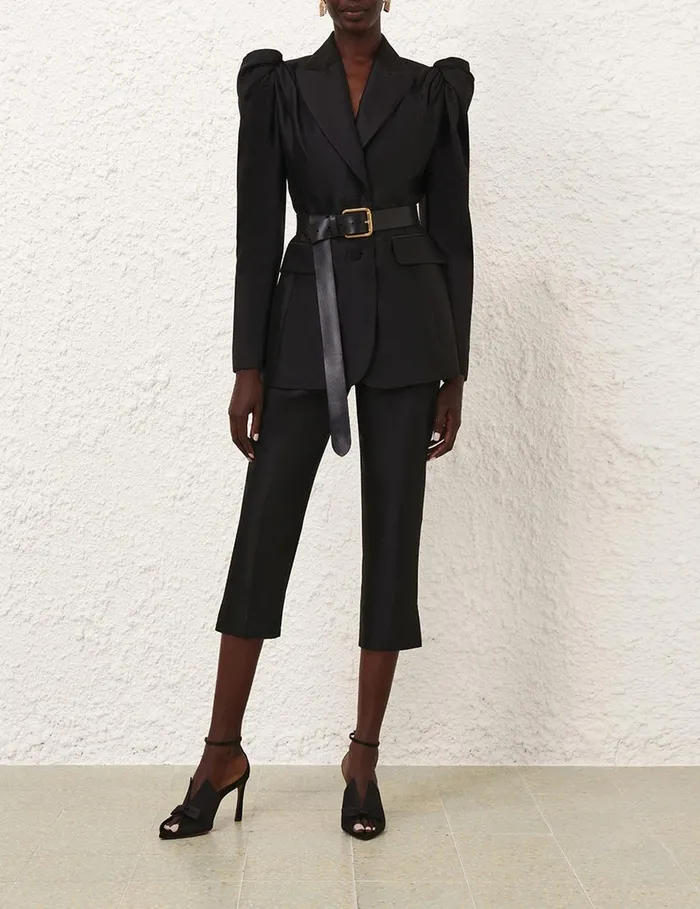 Women Shorts and Pants Zimmermann Crush Cropped Slim Pant Black