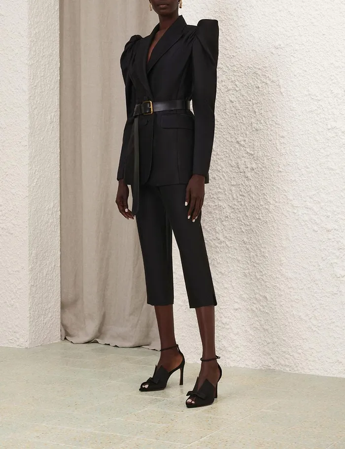 Women Shorts and Pants Zimmermann Crush Cropped Slim Pant Black