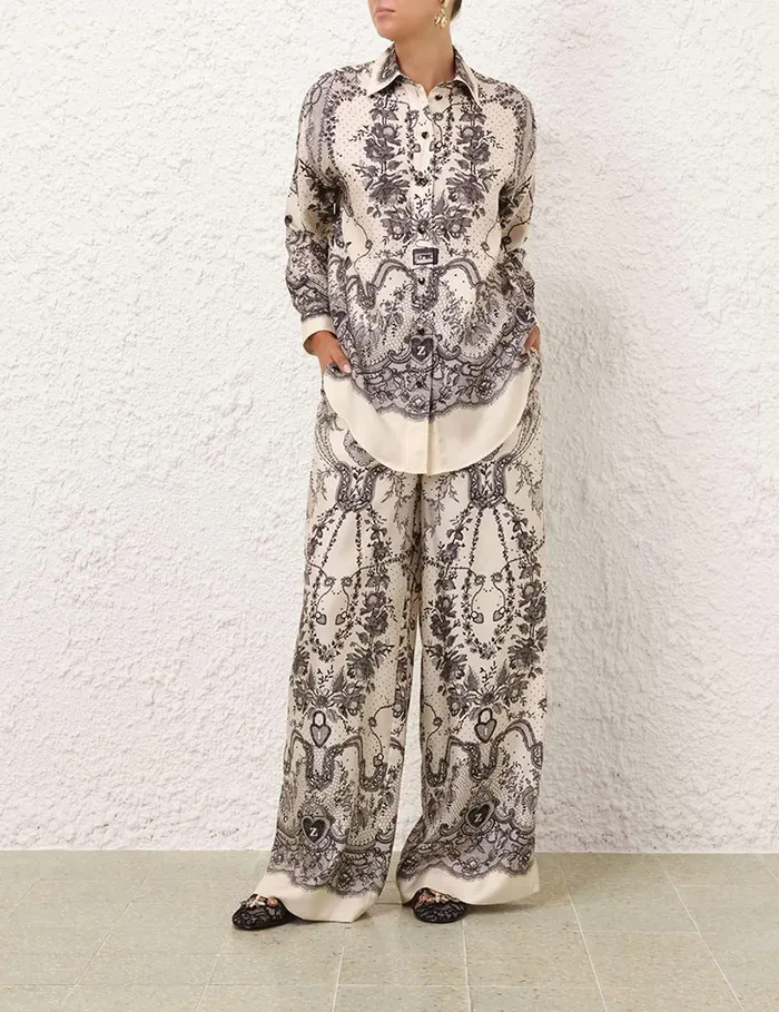 Women Shorts and Pants Zimmermann Crush Draw Waist Pant Ivory Locket