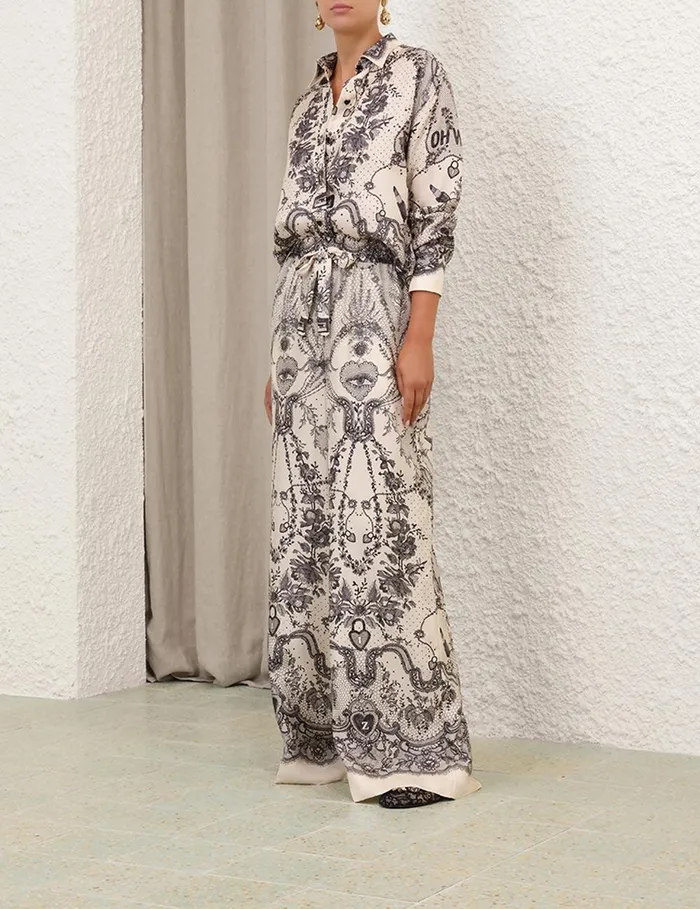 Women Shorts and Pants Zimmermann Crush Draw Waist Pant Ivory Locket