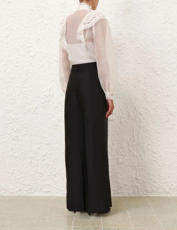 Women Shorts and Pants Zimmermann Crush Tuck Wide Leg Pant Black