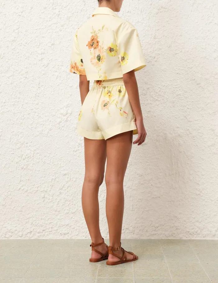 Women Shorts and Pants Zimmermann Lightburst Relaxed Short Yellow Floral