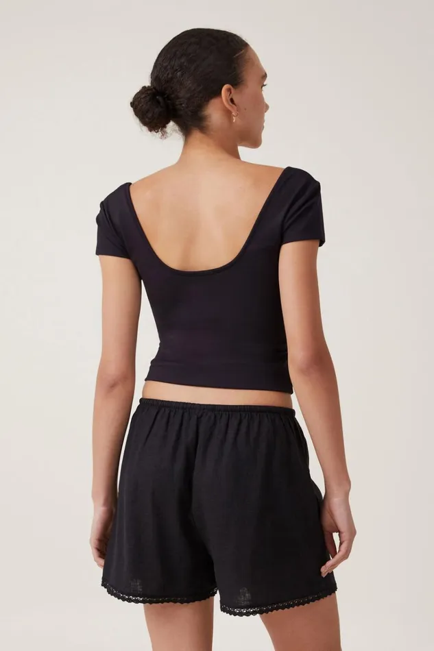 Women Shorts Cotton On Haven Short Black Lace Trim