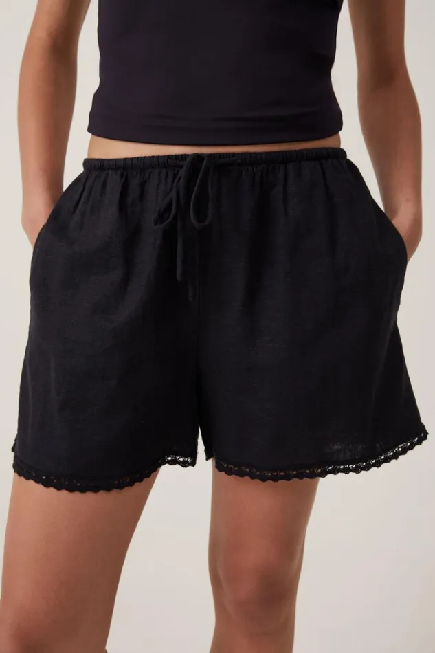 Women Shorts Cotton On Haven Short Black Lace Trim