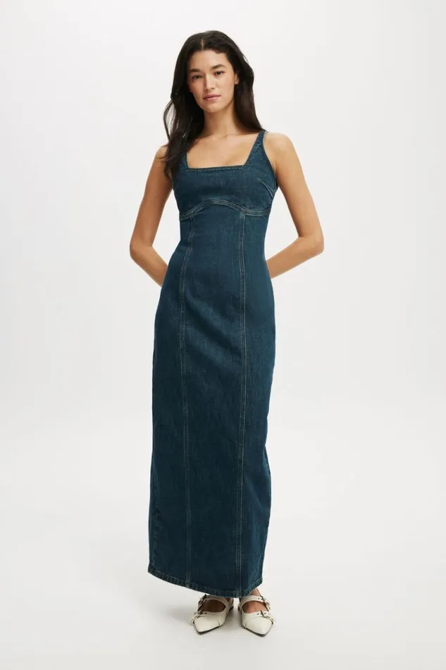 Women Skirts Cotton On Sloan Denim Maxi Dress Mistic Blue