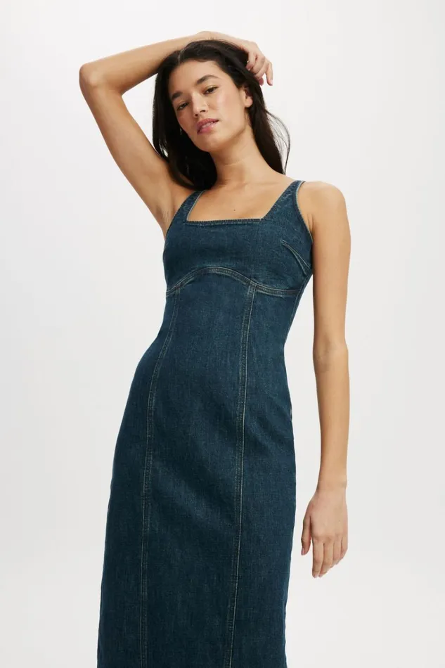 Women Skirts Cotton On Sloan Denim Maxi Dress Mistic Blue