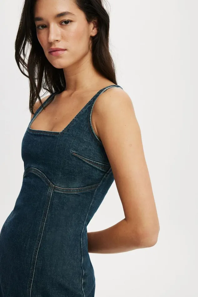 Women Skirts Cotton On Sloan Denim Maxi Dress Mistic Blue
