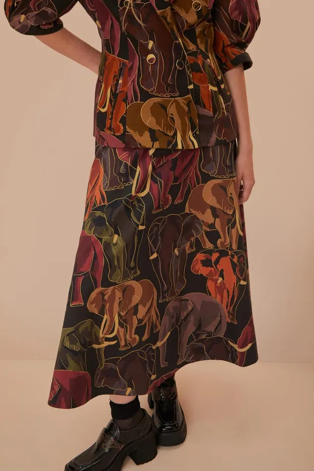 Women Skirts Farm Rio Green Elephants Skirt