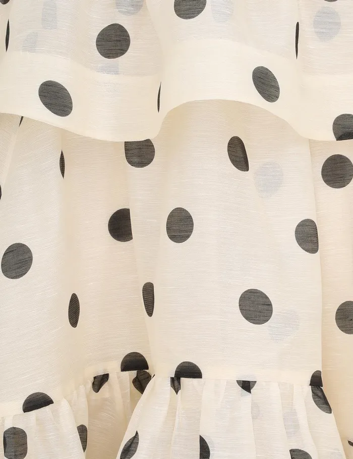 Women Skirts Zimmermann Crush HighLow Tiered Skirt Creamblack Dot