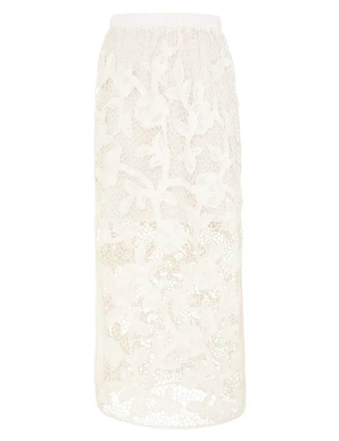 Women Skirts Zimmermann Golden Crochet Lace Skirt Ivory