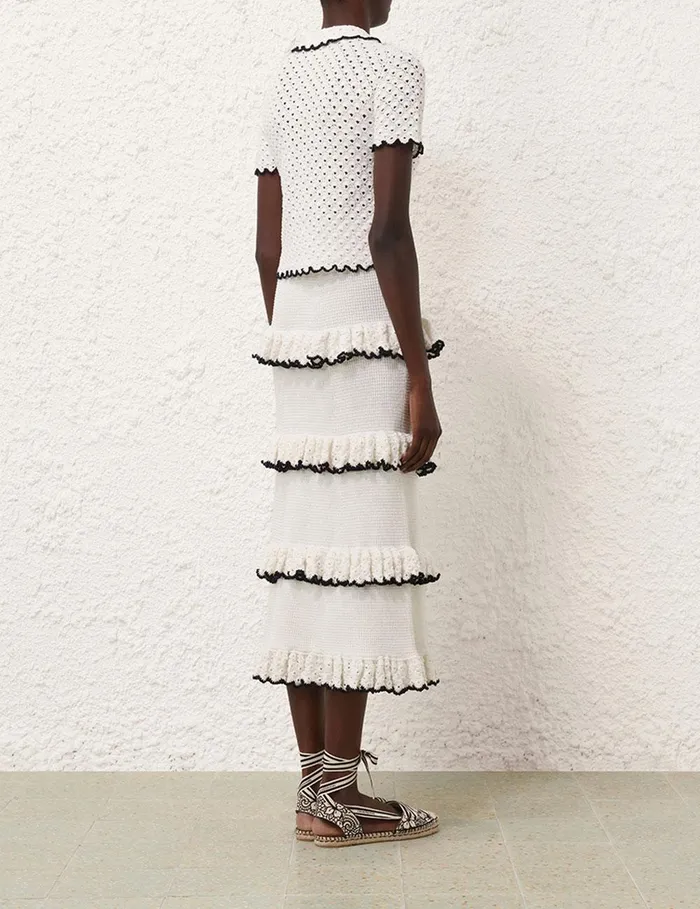 Women Skirts Zimmermann Halliday Scallop Frill Skirt Blackivory