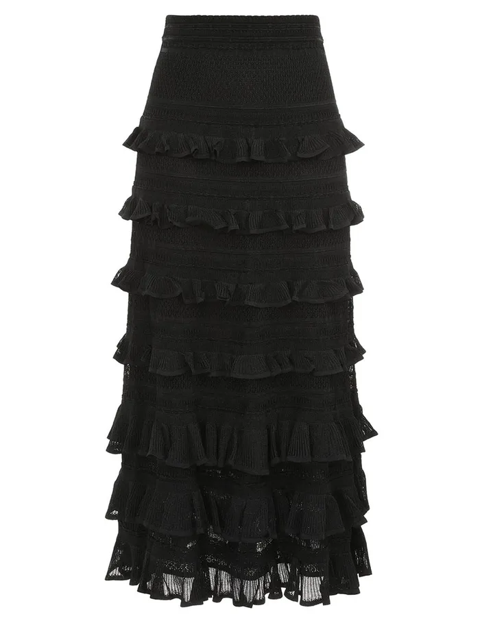 Women Skirts Zimmermann Illustration Frilled Skirt Black