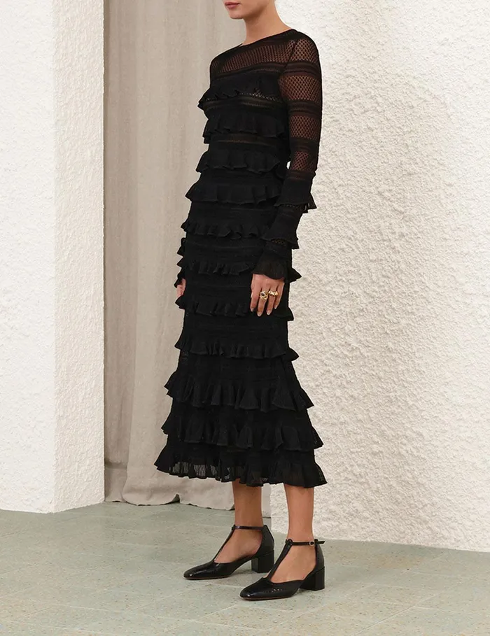 Women Skirts Zimmermann Illustration Frilled Skirt Black
