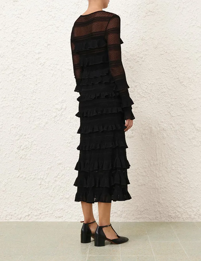 Women Skirts Zimmermann Illustration Frilled Skirt Black