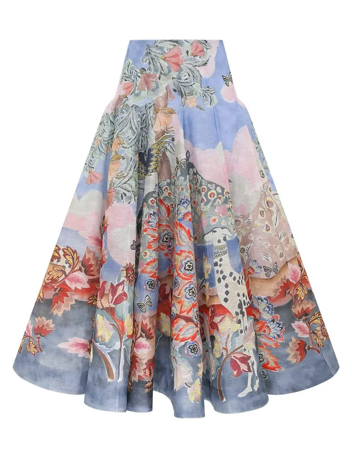 Women Skirts Zimmermann Illustration Godet Skirt Eden Garden