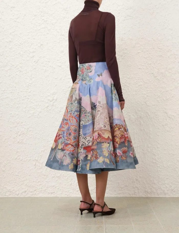Women Skirts Zimmermann Illustration Godet Skirt Eden Garden