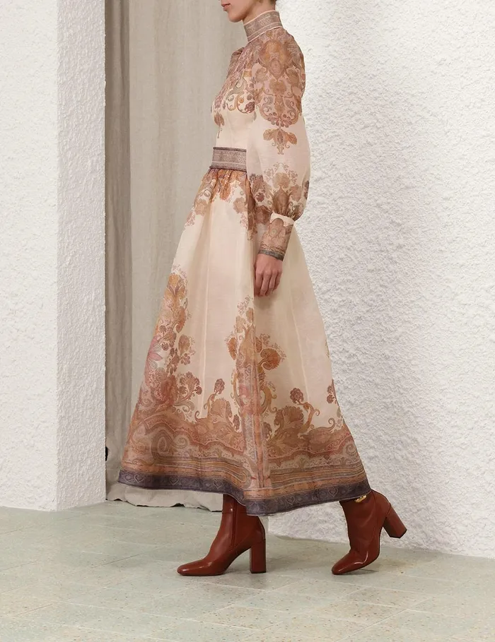 Women Skirts Zimmermann Illustration Midi Skirt Cream Paisley