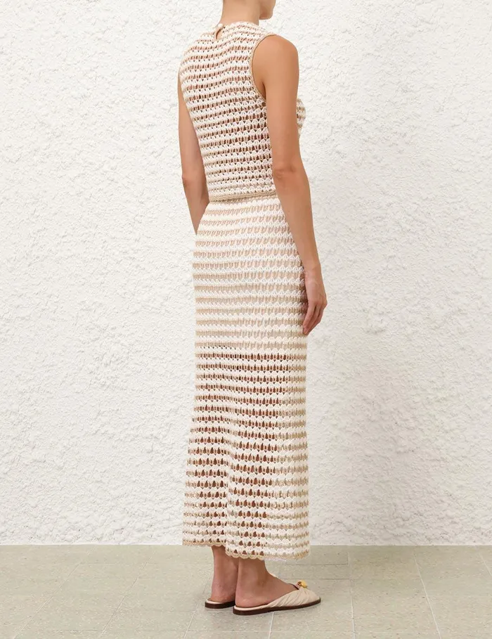 Women Skirts Zimmermann Tallow Crochet Midi Skirt Ivorygold