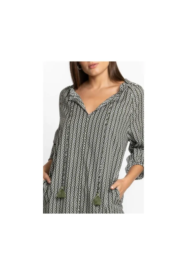 Women Split Ruffle Neck Midi Multi Johnny Was Dresses