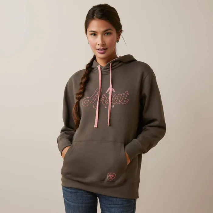 Women Sweatshirts and Hoodies Ariat REAL Thunderbird Hoodie Banyan Bark