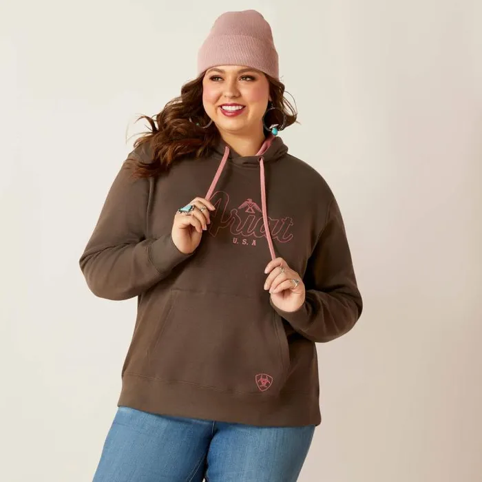 Women Sweatshirts and Hoodies Ariat REAL Thunderbird Hoodie Banyan Bark Women Sweatshirts and Hoodies Ariat REAL Thunderbird Hoodie Banyan Bark