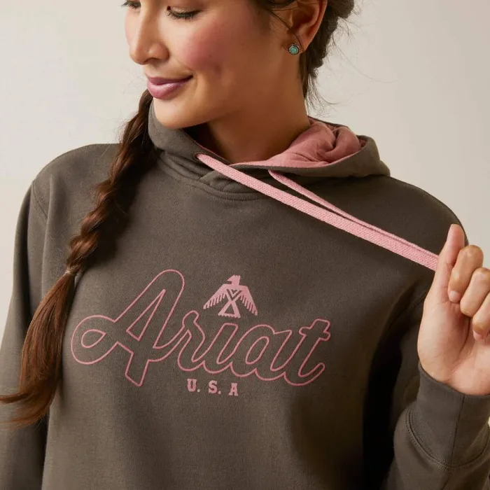 Women Sweatshirts and Hoodies Ariat REAL Thunderbird Hoodie Banyan Bark Women Sweatshirts and Hoodies Ariat REAL Thunderbird Hoodie Banyan Bark