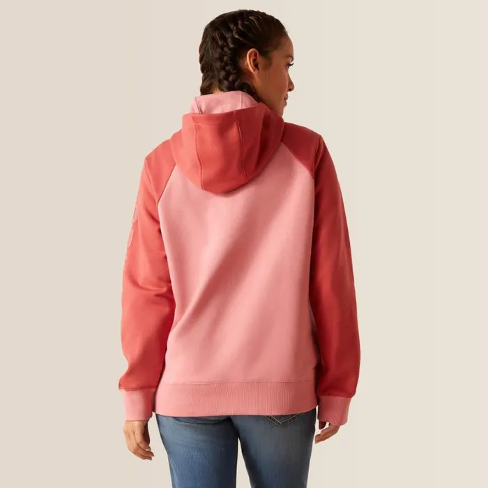 Women Sweatshirts and Hoodies Ariat Rebar Colorblocked 12 Zip Hoodie Mauveglowmineral Red
