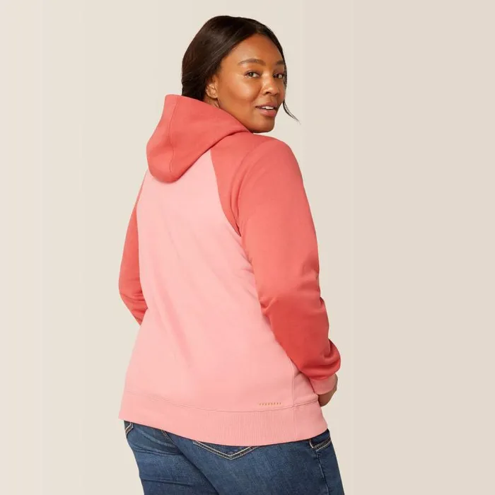 Women Sweatshirts and Hoodies Ariat Rebar Colorblocked 12 Zip Hoodie Mauveglowmineral Red