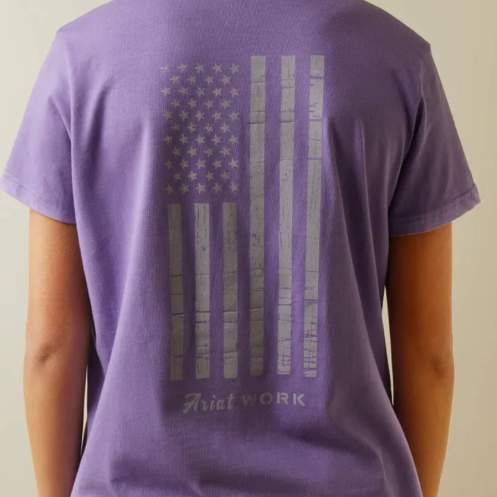 Women TShirts and Tops Ariat Rebar Cotton Strong American Flag Graphc TShirt Paisley Purple Women TShirts and Tops Ariat Rebar Cotton Strong American Flag Graphc TShirt Paisley Purple