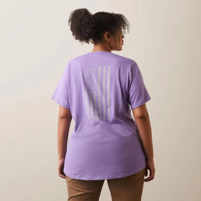 Women TShirts and Tops Ariat Rebar Cotton Strong American Flag Graphc TShirt Paisley Purple Women TShirts and Tops Ariat Rebar Cotton Strong American Flag Graphc TShirt Paisley Purple