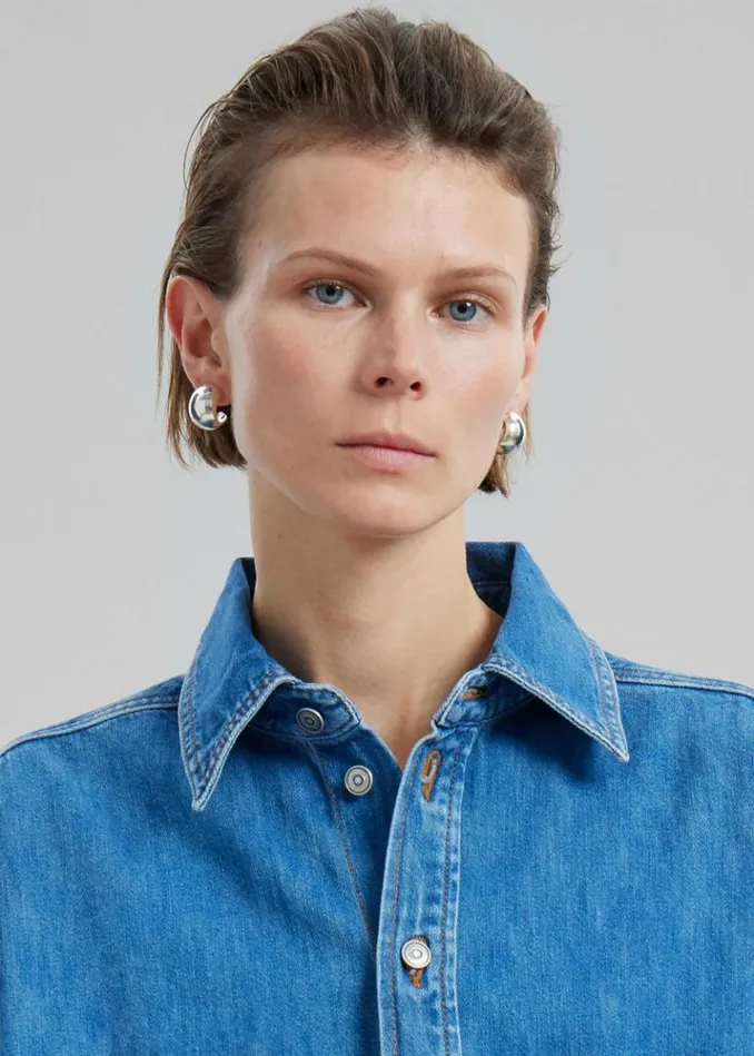 Women The Frankie Shop Haikure Tilda Two Tone Denim Jumpsuit 8211 Piano Blue Piano Blue