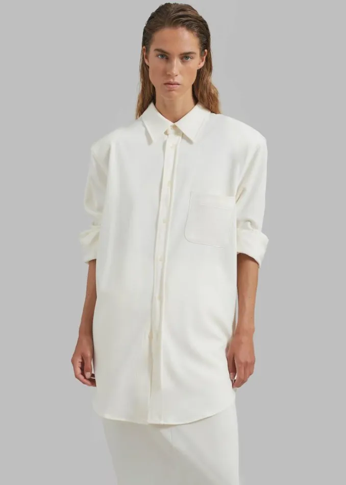Women The Frankie Shop Hollis Padded Shoulder Shirt 8211 Ivory Ivory