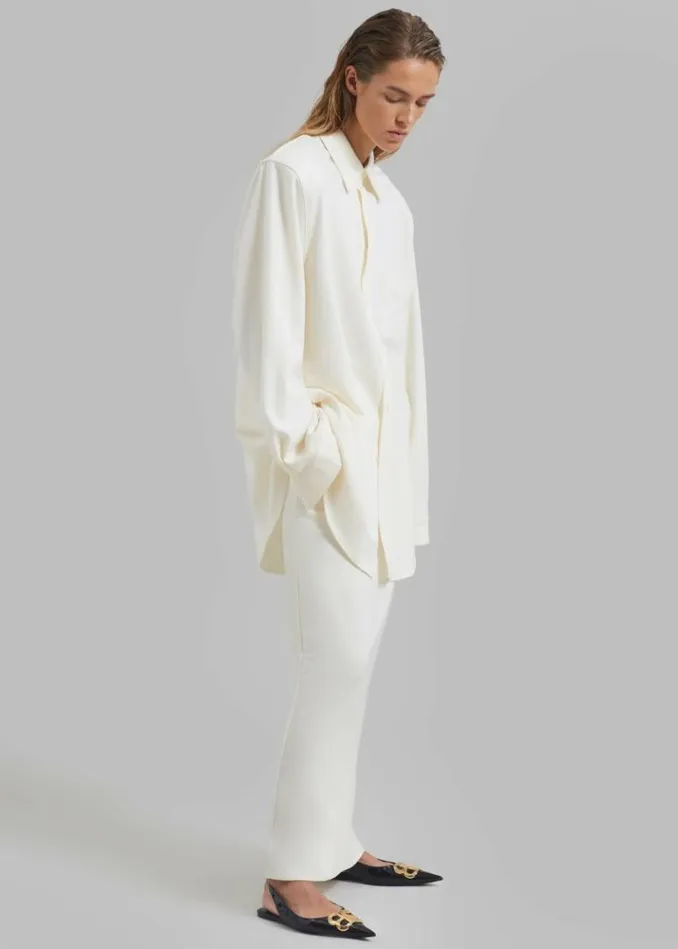 Women The Frankie Shop Hollis Padded Shoulder Shirt 8211 Ivory Ivory