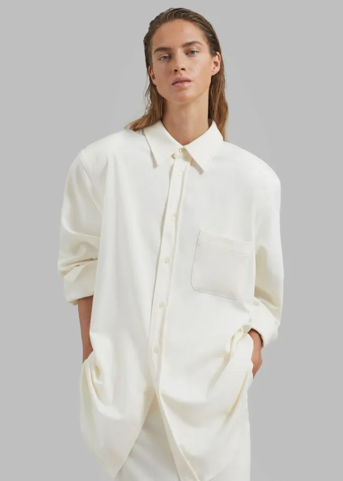 Women The Frankie Shop Hollis Padded Shoulder Shirt 8211 Ivory Ivory