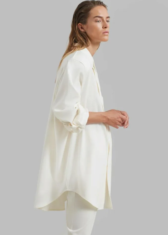 Women The Frankie Shop Hollis Padded Shoulder Shirt 8211 Ivory Ivory