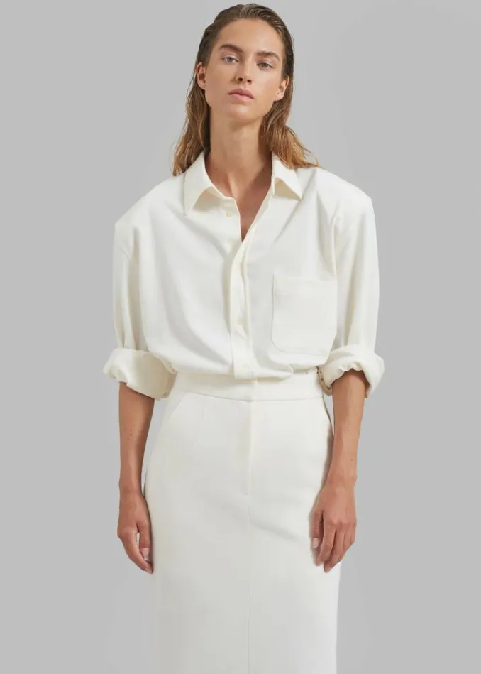 Women The Frankie Shop Hollis Padded Shoulder Shirt 8211 Ivory Ivory