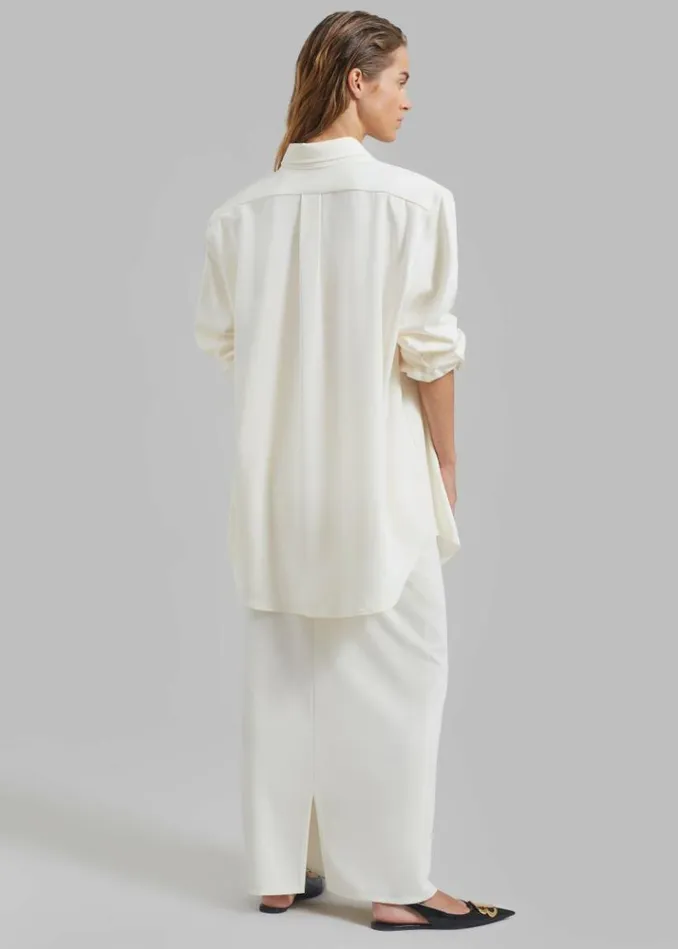 Women The Frankie Shop Hollis Padded Shoulder Shirt 8211 Ivory Ivory